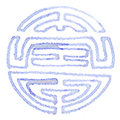 maze in blue water color
