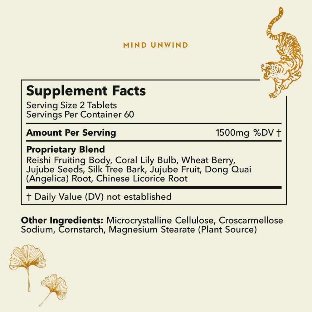 HOA Life mind unwind supplement facts