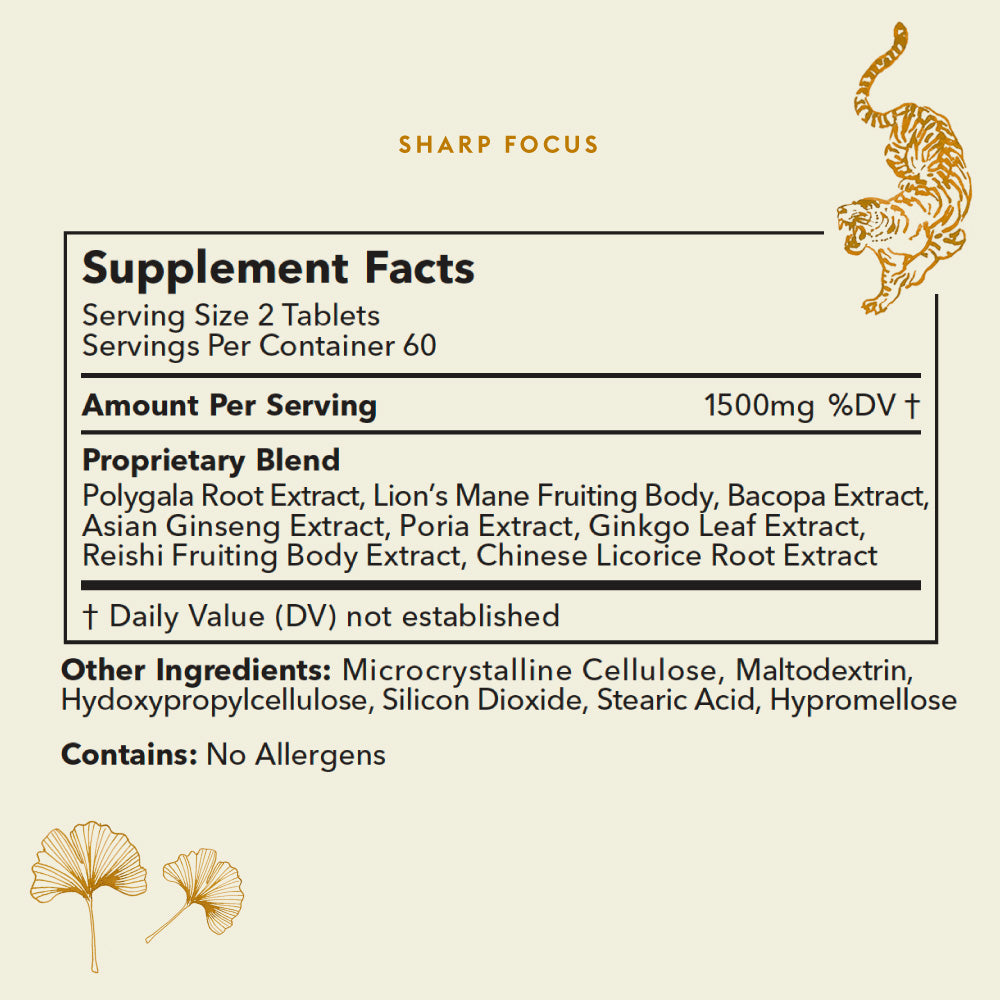HAO Life Sharp Focus Supplement Facts